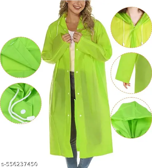 (Lite Green) Waterproof Rain Coat with Hood Cap for Men and Women